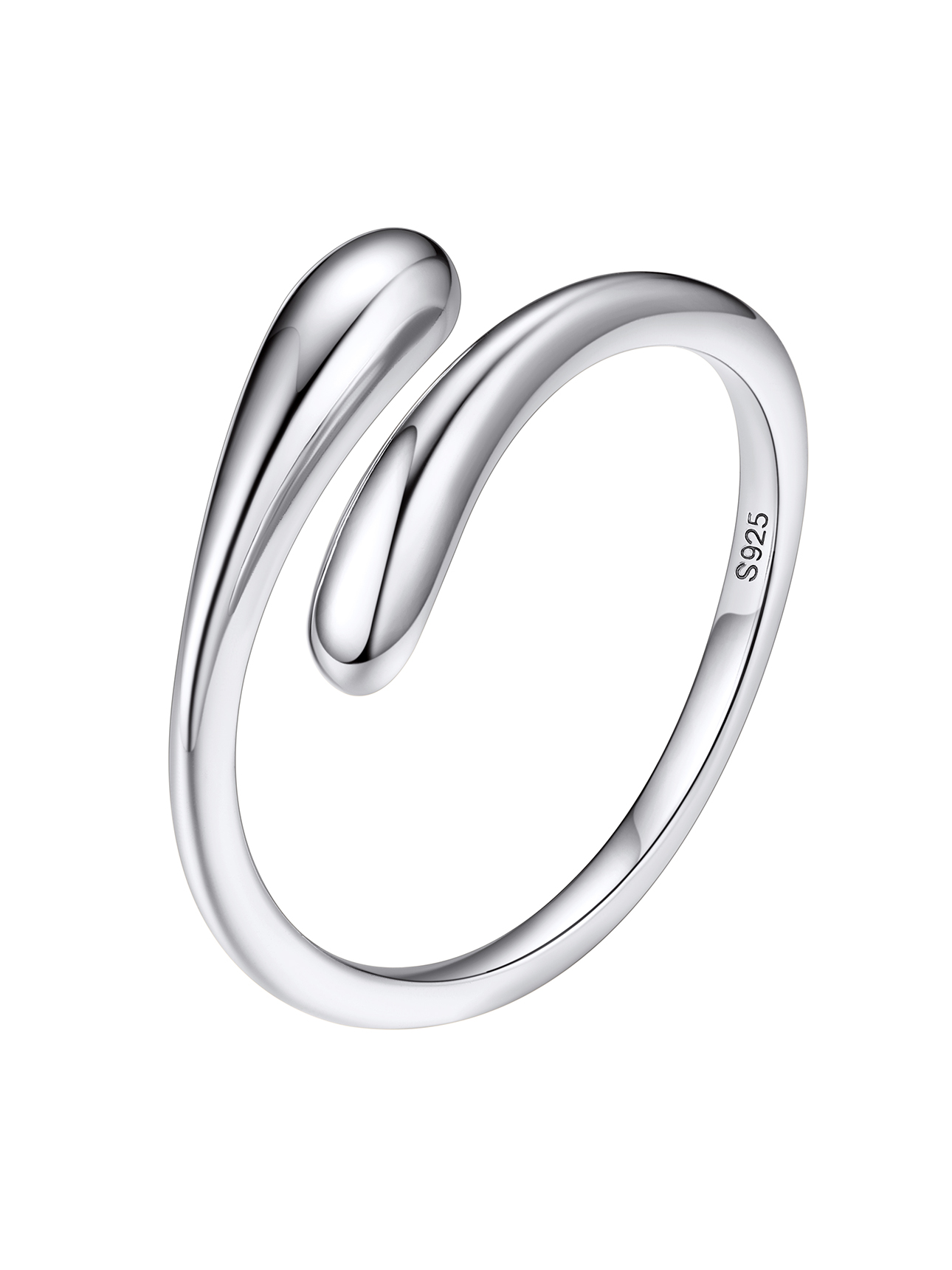 Silver Dainty Teardrop Ring Open Adjustable Band Ring