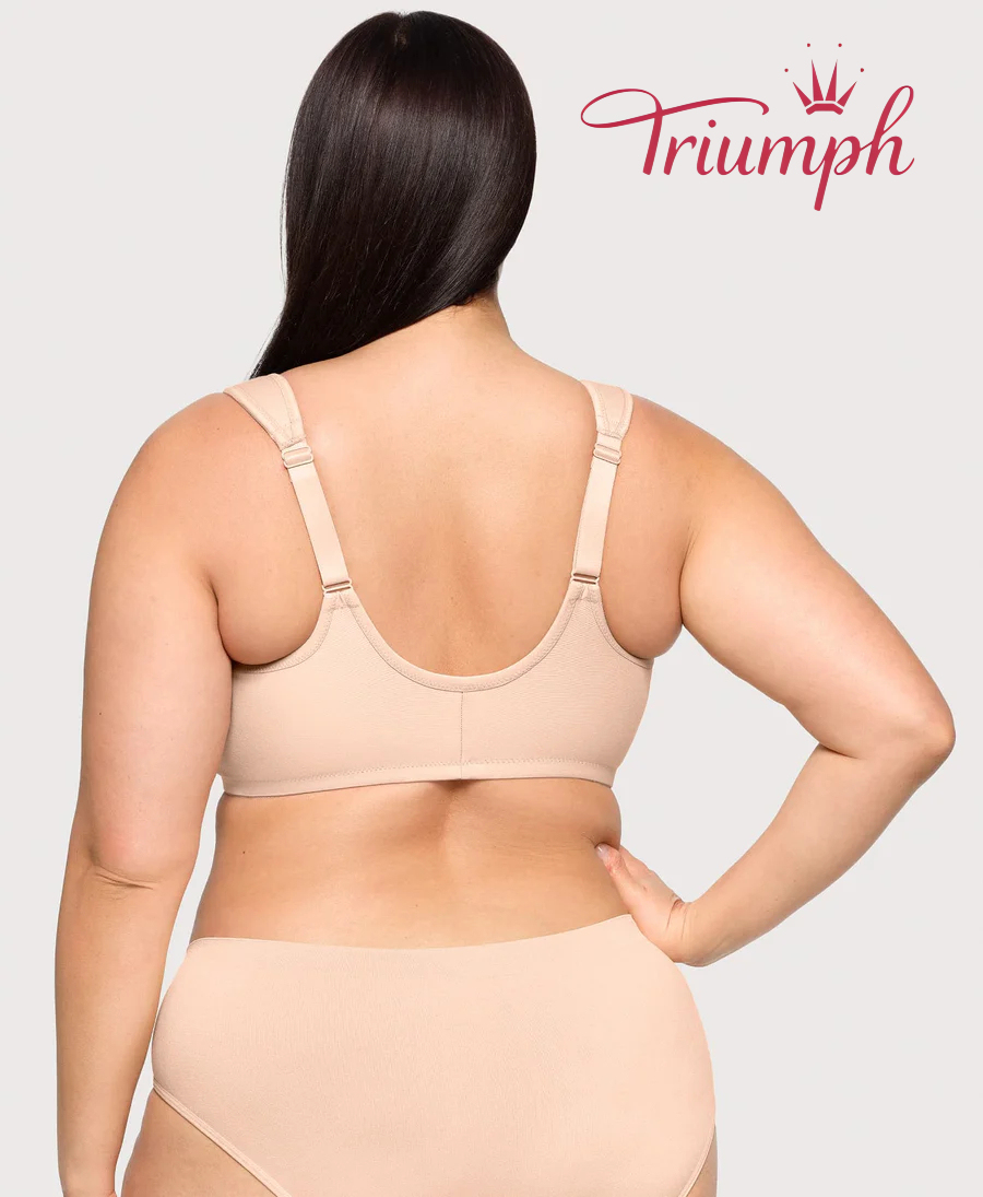 Triumph - (4 sztuki) Biustonosz bawełniany z haftowaną koronką zapinany z przodu