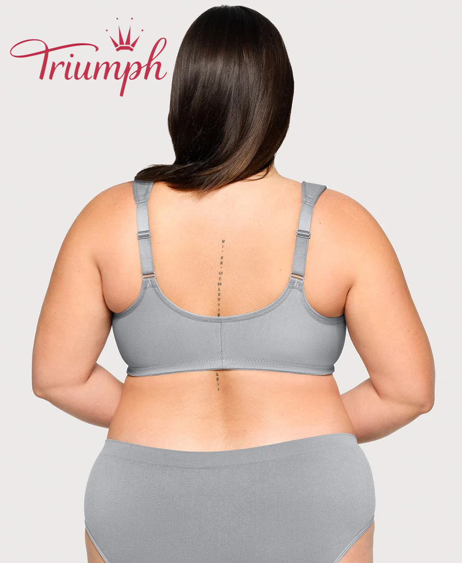 Triumph - (4 sztuki) Biustonosz bawełniany z haftowaną koronką zapinany z przodu