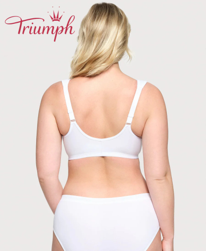 Triumph - (4 sztuki) Biustonosz bawełniany z haftowaną koronką zapinany z przodu