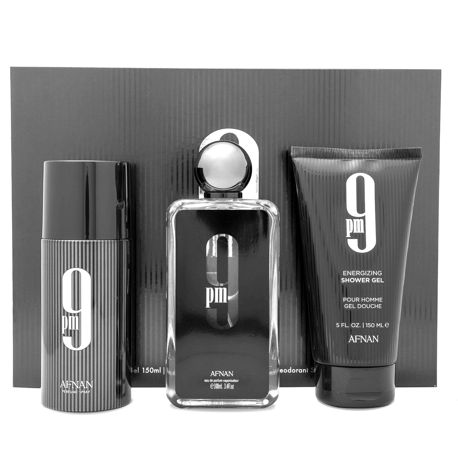 Afnan 9PM Geschenkset – Eau de Parfum – 100ml EDP + 150ml Shower Gel + 150ml Deo