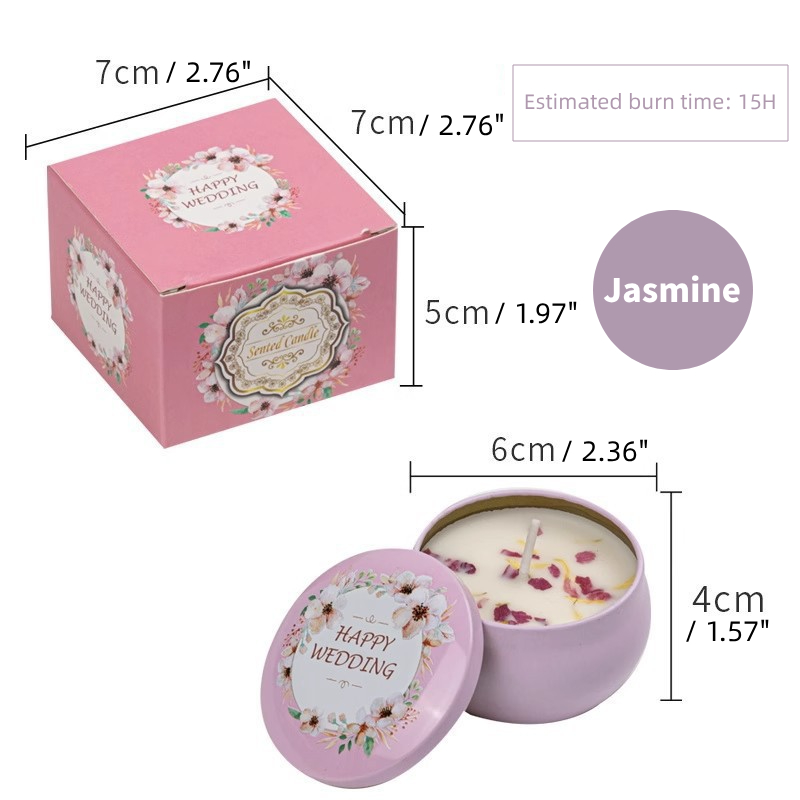 Aromatherapy Soy Wax Candle With Dry Flowers, Wedding Favors, Eternal Flower Fragrance, Plant Essential Oil Incense Candle