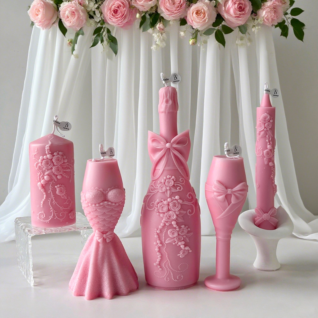 Romantic Wedding Scented Candle Set– Decorative Gift, Table Centerpiece & Photography Prop