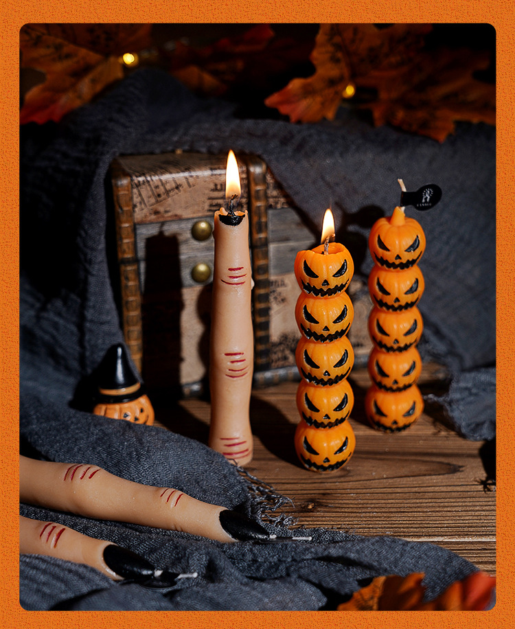 Halloween Hand Pumpkin Skull Scented Candle – Spooky Christmas Gift & Horror Party Decoration