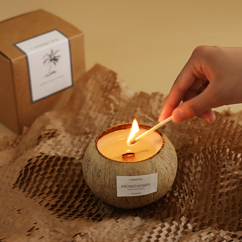 Artisanal Coconut Shell Aromatherapy Candle – Premium Eco-Friendly Scented Candle for Cozy Bedroom, Unique Gifts & Luxurious Ambiance