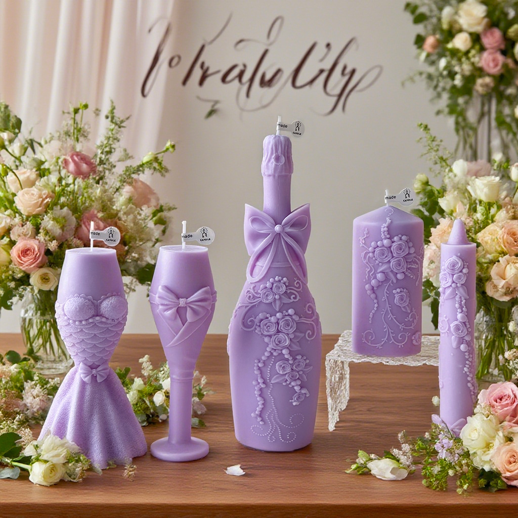Romantic Wedding Scented Candle Set– Decorative Gift, Table Centerpiece & Photography Prop