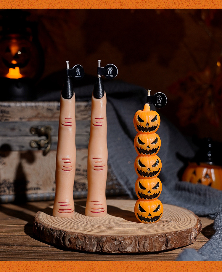 Halloween Hand Pumpkin Skull Scented Candle – Spooky Christmas Gift & Horror Party Decoration