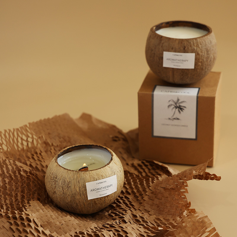 Artisanal Coconut Shell Aromatherapy Candle – Premium Eco-Friendly Scented Candle for Cozy Bedroom, Unique Gifts & Luxurious Ambiance
