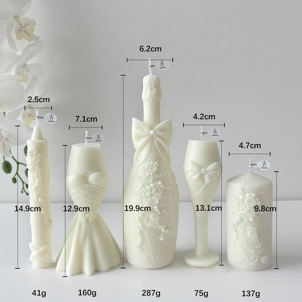 Romantic Wedding Scented Candle Set– Decorative Gift, Table Centerpiece & Photography Prop