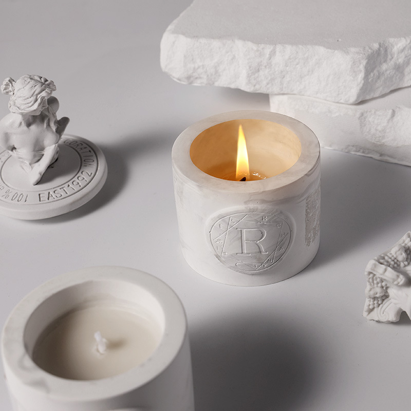 Sculptural Plaster Aroma Cup Candle – Premium Essential Oil Soy Wax Candle, Hand-Poured in Artisanal Statue-Inspired Holder