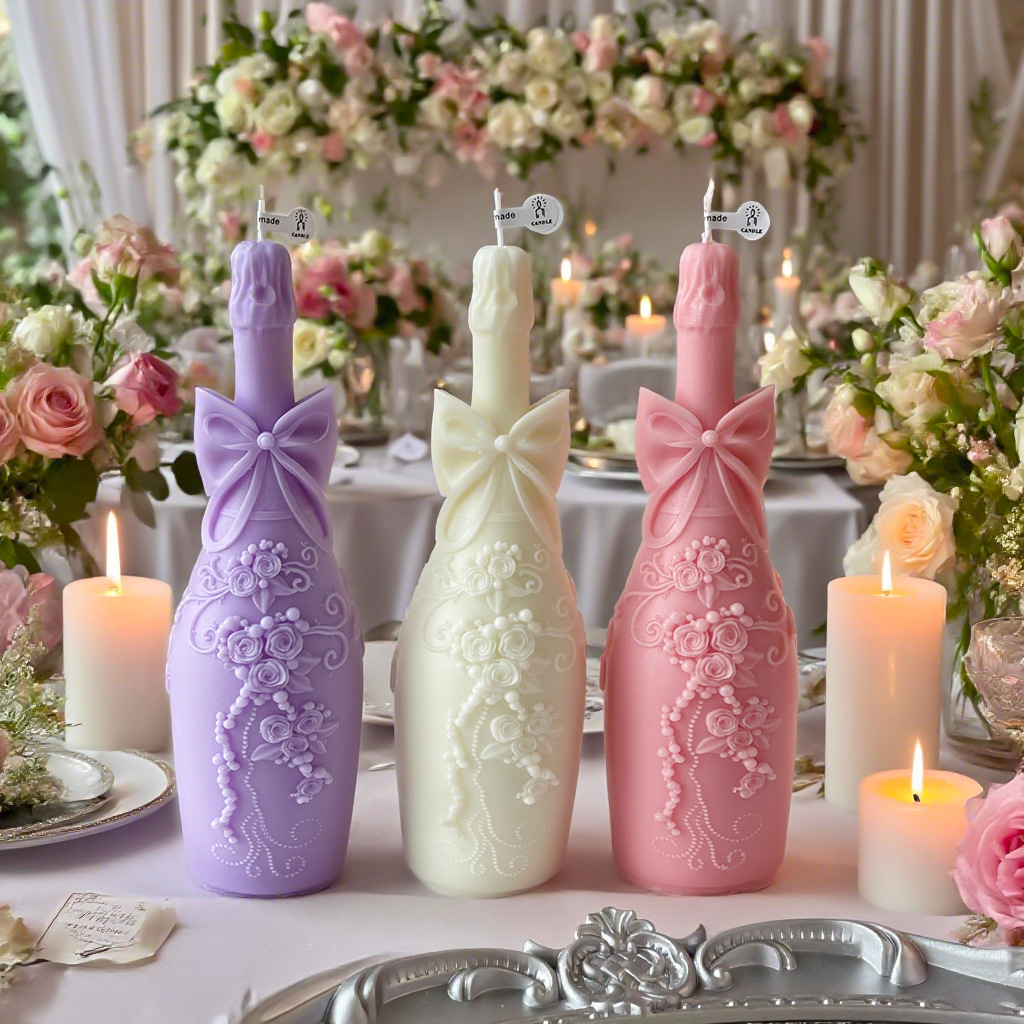 Romantic Wedding Scented Candle Set– Decorative Gift, Table Centerpiece & Photography Prop