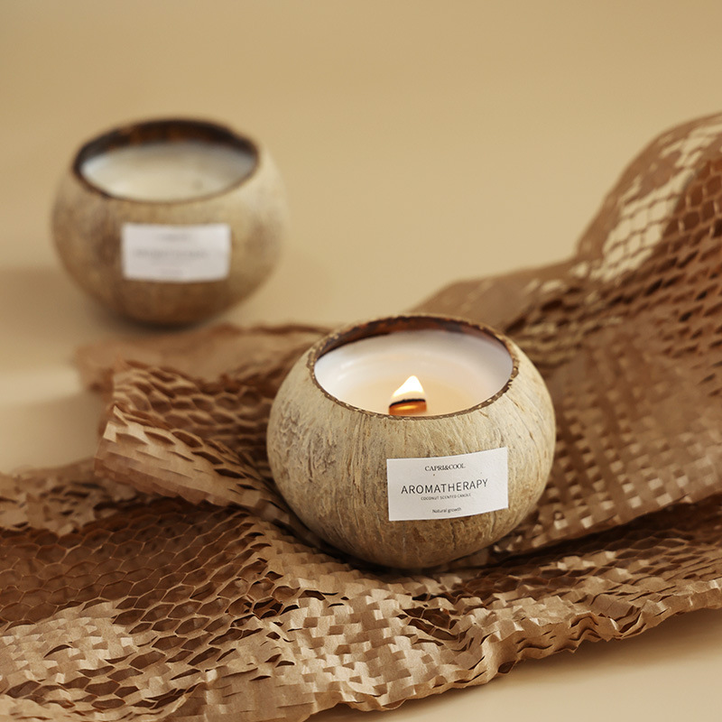 Artisanal Coconut Shell Aromatherapy Candle – Premium Eco-Friendly Scented Candle for Cozy Bedroom, Unique Gifts & Luxurious Ambiance