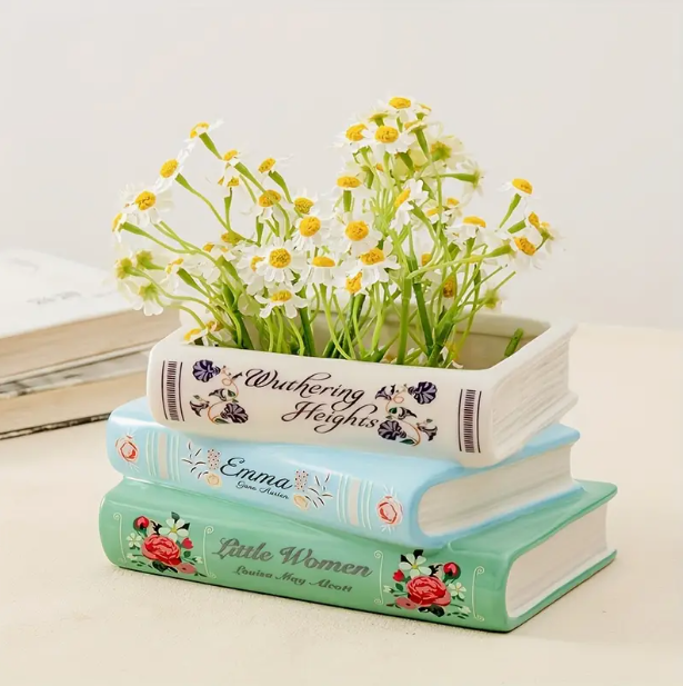 💐Ceramic book flowerpot