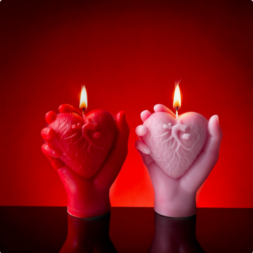 💖Holding a heart-shaped aromatherapy candle