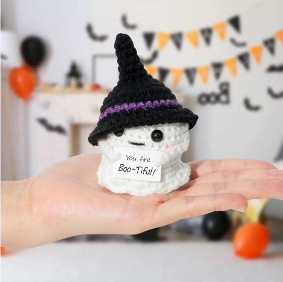 Halloween Ghost Hand-Knitted Doll