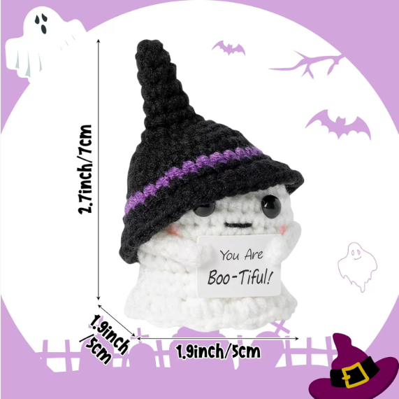 Halloween Ghost Hand-Knitted Doll