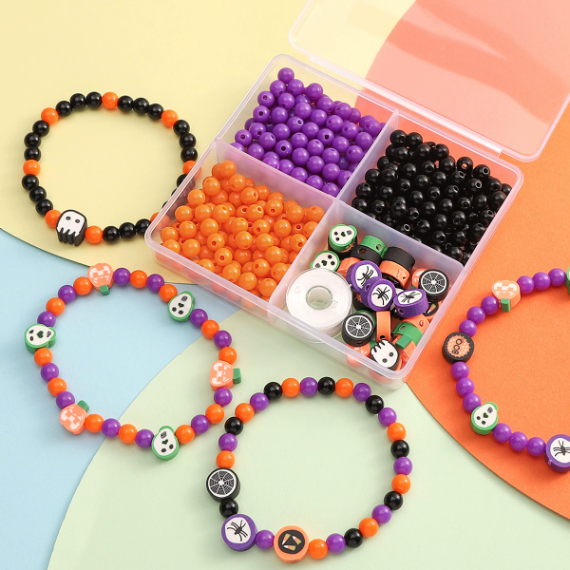 Acrylic Solid Color Round Bead Halloween Set Handmade DIY Beaded Bracelet