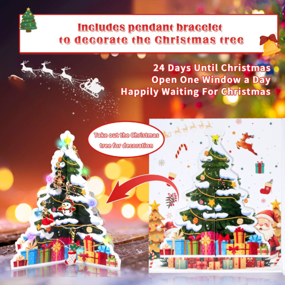 Christmas Advent Calendar 24-Piece DIY Jewelry Accessories Cartoon Reindeer Children's Bracelet