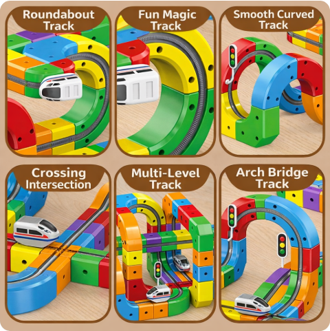 🎁Magnetic attraction small train electric assembly building blocks