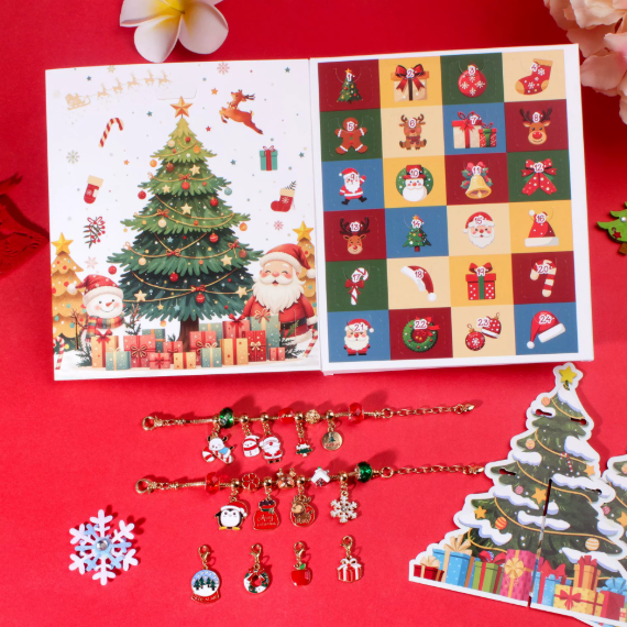 Christmas Advent Calendar 24-Piece DIY Jewelry Accessories Cartoon Reindeer Children's Bracelet