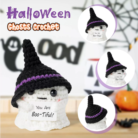Halloween Ghost Hand-Knitted Doll