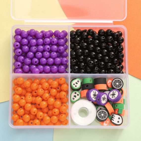 Acrylic Solid Color Round Bead Halloween Set Handmade DIY Beaded Bracelet