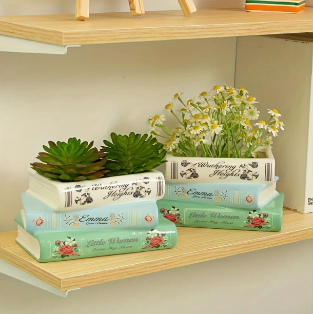 💐Ceramic book flowerpot