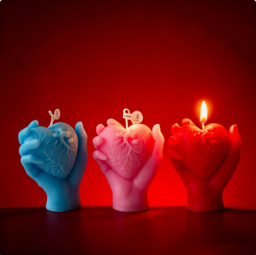 💖Holding a heart-shaped aromatherapy candle