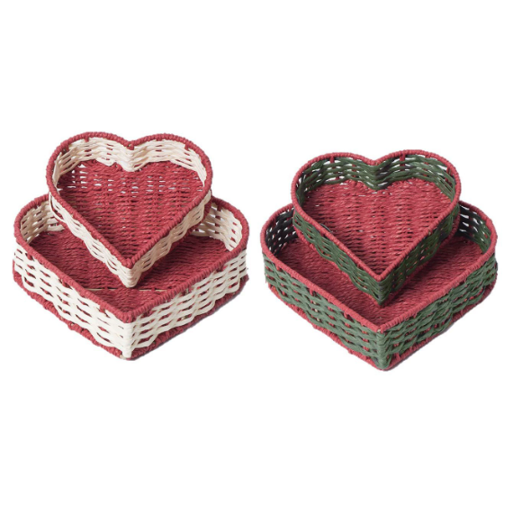 Hand-woven paper rope woven heart-shaped storage basket