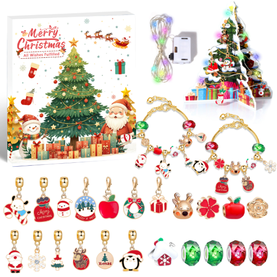 Christmas Advent Calendar 24-Piece DIY Jewelry Accessories Cartoon Reindeer Children's Bracelet