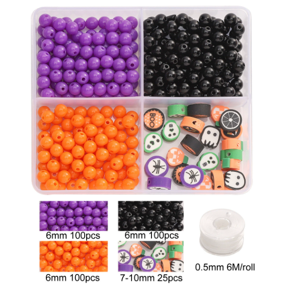 Acrylic Solid Color Round Bead Halloween Set Handmade DIY Beaded Bracelet