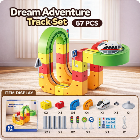 🎁Magnetic attraction small train electric assembly building blocks