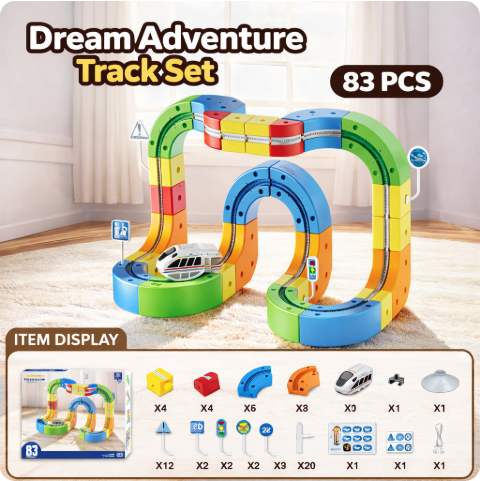 🎁Magnetic attraction small train electric assembly building blocks