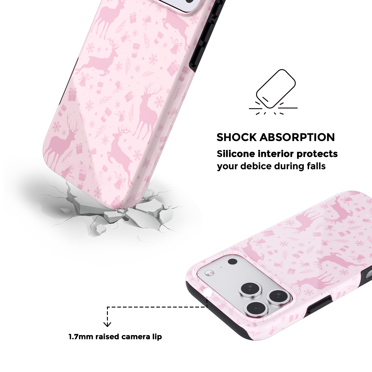 Deerland Christmas | Pink MagSafe Phone Case Grip Set