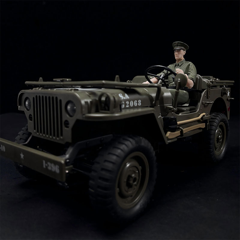 1/12 WWII Willys Military Jeep RC Modified Model Figure‑Follow‑Up Version