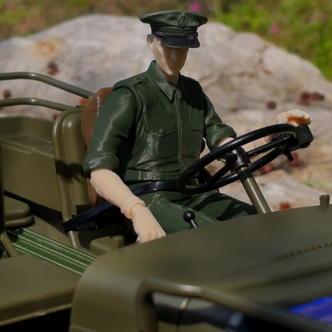 1:10 Willys Military Jeep RC Modified‑Model · Figure Motion‑Linked Version