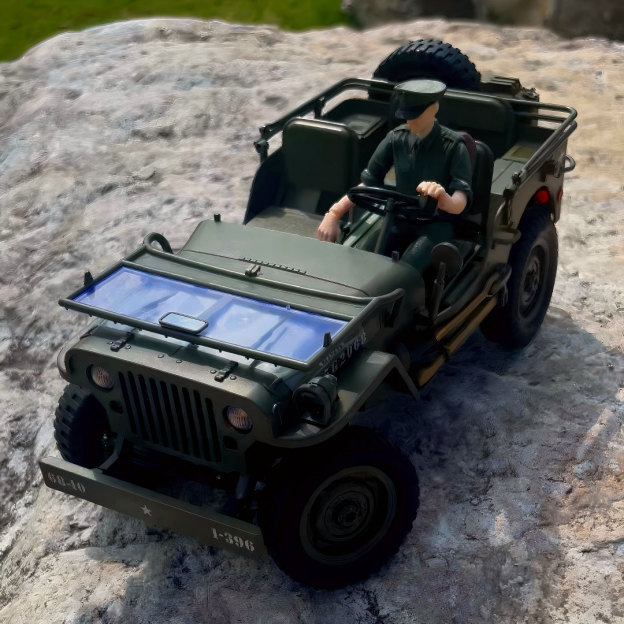 1:10 Willys Military Jeep RC Modified‑Model · Figure Motion‑Linked Version