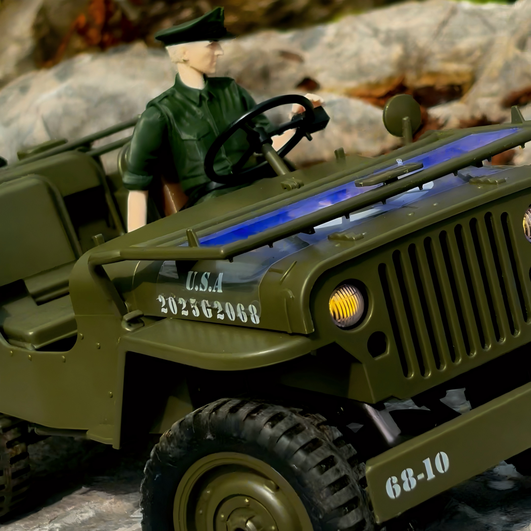 1:10 Willys Military Jeep RC Modified‑Model · Figure Motion‑Linked Version