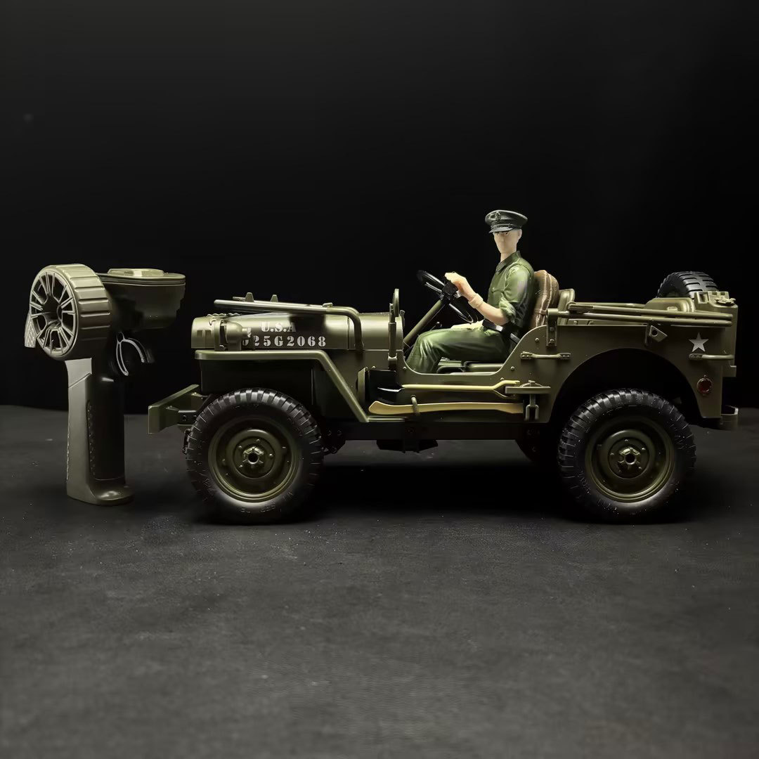 1:10 Willys Military Jeep RC Modified‑Model · Figure Motion‑Linked Version