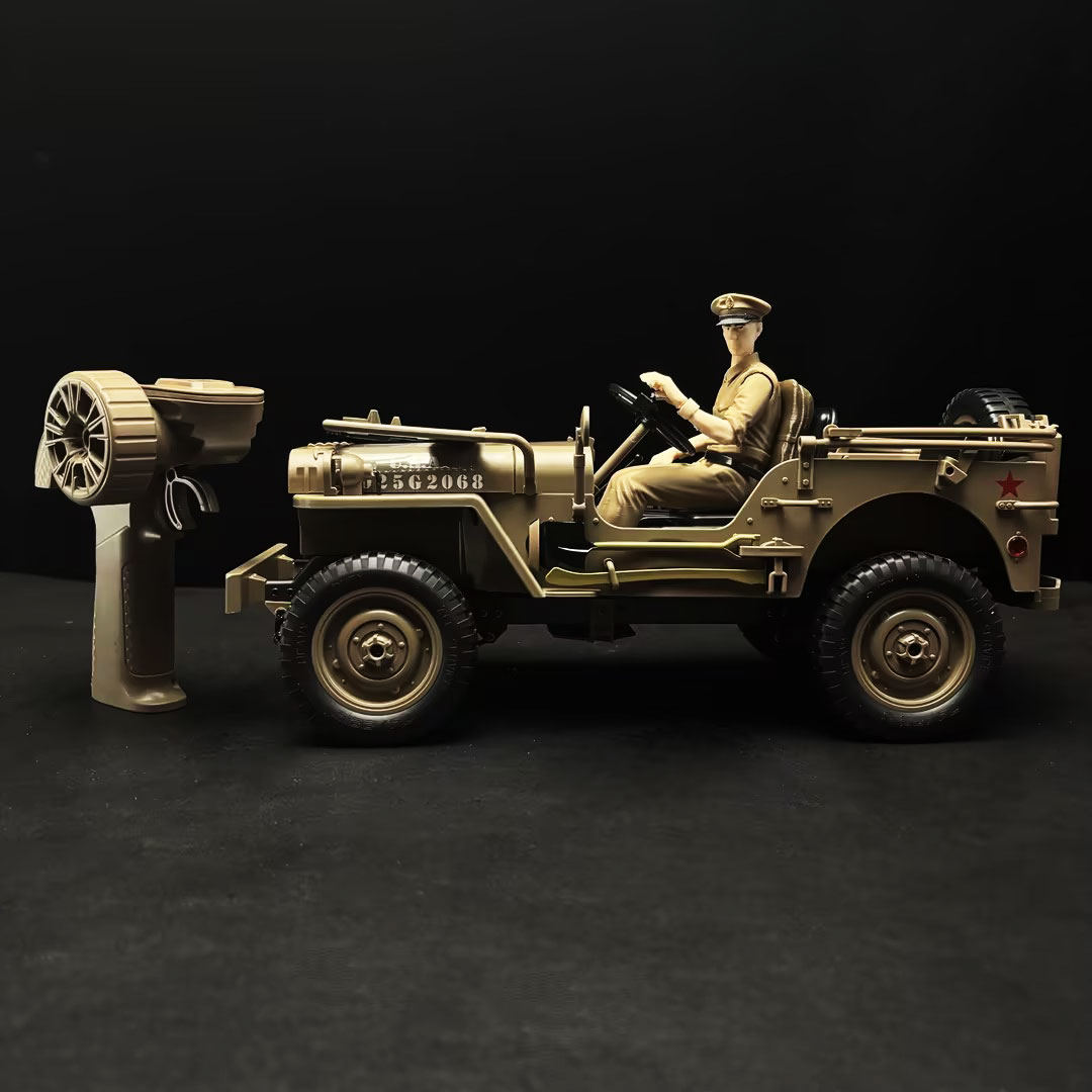 1:10 Willys Military Jeep RC Modified‑Model · Figure Motion‑Linked Version
