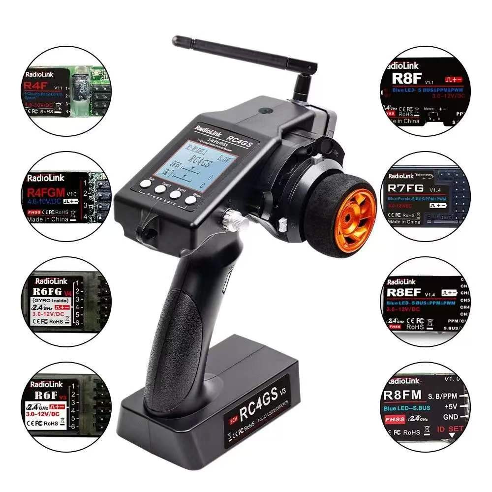  RadioLink RC4GS V3 5-Channel 2.4GHz RC Transmitter with Color Screen Telemetry, for RC Cars, Boats & Tanks  YG06