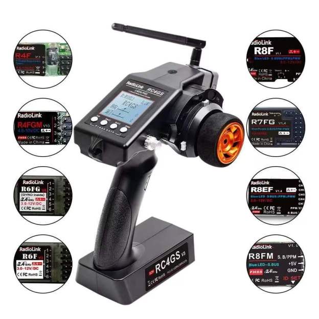  RadioLink RC4GS V3 5-Channel 2.4GHz RC Transmitter with Color Screen Telemetry, for RC Cars, Boats & Tanks  YG06