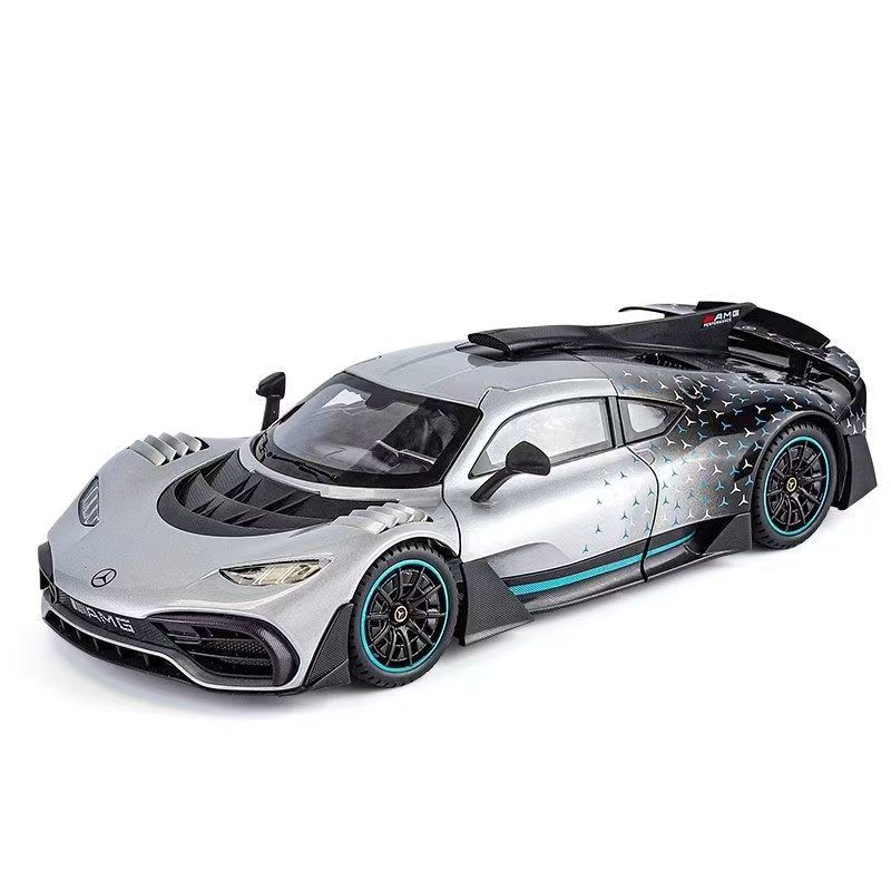 1:18 Mercedes-Benz AMG ONE Alloy Supercar Model, Light & Sound, 4-Wheel Shock Absorption, Multi-Open Doors & Adjustable Rear Wing, Diecast Car Ornament Toy for Boys   ZM9