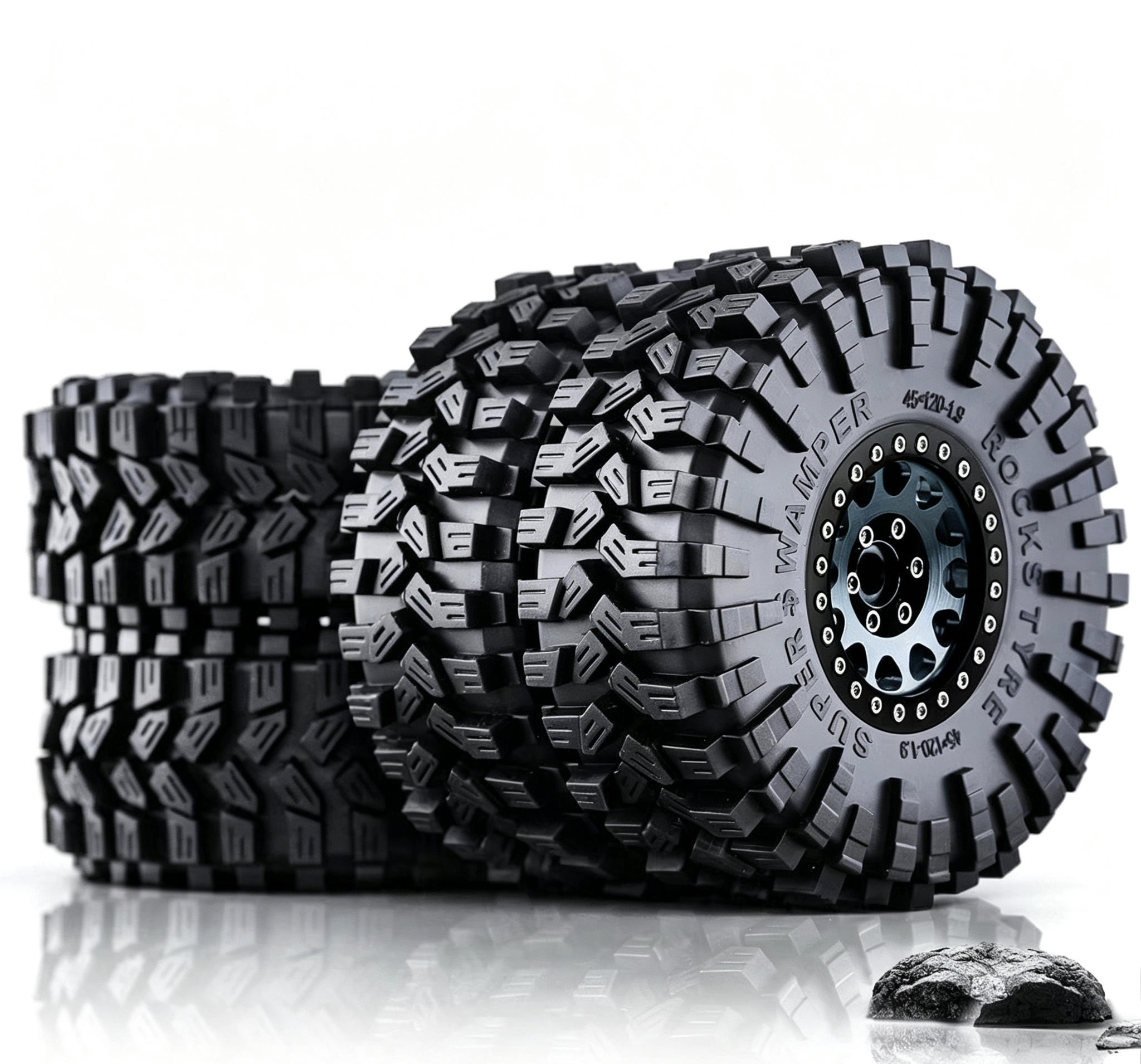 RS Red Spider 1:10 RC Crawler 1.9" "Nine-Tailed Fox" Tires & Metal Wheel Set R123 - Compatible with FMS, YK, AXIAL, RGT  LT3