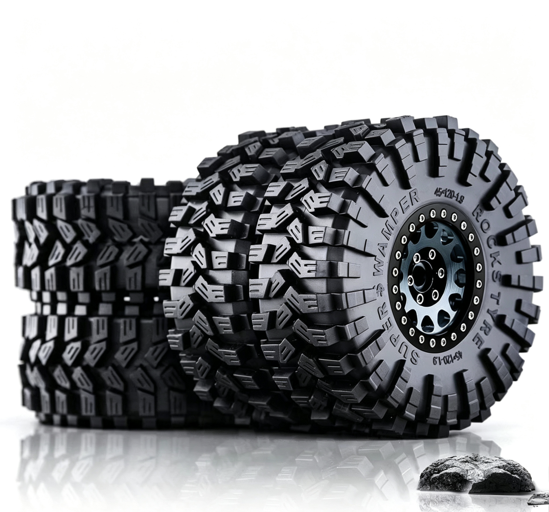 RS Red Spider 1:10 RC Crawler 1.9" "Nine-Tailed Fox" Tires & Metal Wheel Set R123 - Compatible with FMS, YK, AXIAL, RGT  LT3
