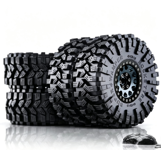 RS Red Spider 1:10 RC Crawler 1.9" "Nine-Tailed Fox" Tires & Metal Wheel Set R123 - Compatible with FMS, YK, AXIAL, RGT  LT3