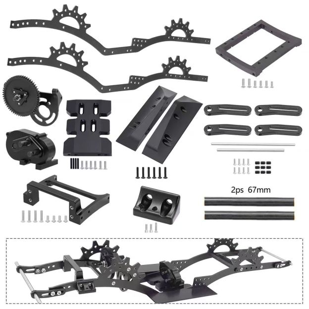 LCG Metal Chassis with Front Transmission for 1/10 RC Crawler, Compatible with SCX10 Pro / Capra  DB17