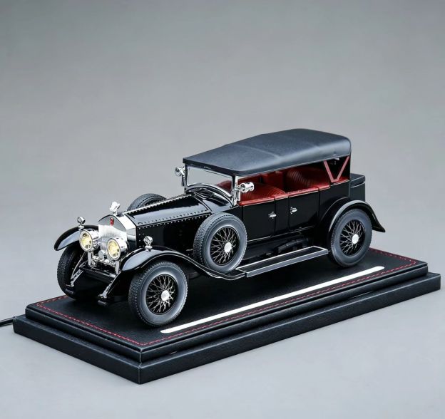 1:24 Rolls-Royce Phantom I Vintage Alloy Car Model, Light & Sound, Pull-Back, Collectible Display with Dust Cover, Birthday Gift   ZM5
