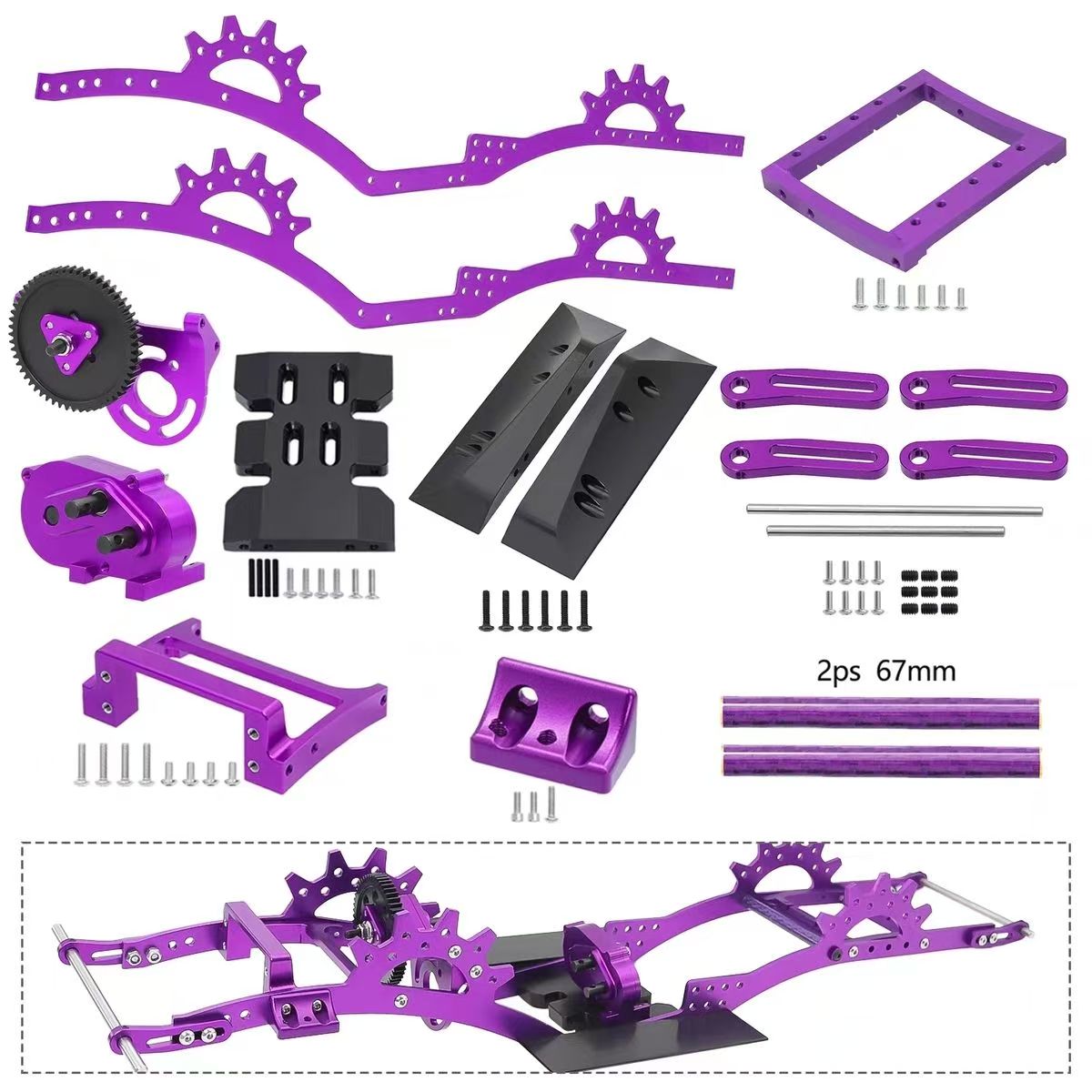 LCG Metal Chassis with Front Transmission for 1/10 RC Crawler, Compatible with SCX10 Pro / Capra  DB17