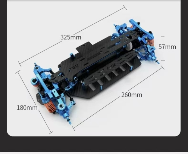 Upgraded Chassis Kit for TAMIYA TT02 1/10 RC On-Road Car | Full Carbon Fiber Chassis + Aluminum Alloy Parts DIY Frame DB12